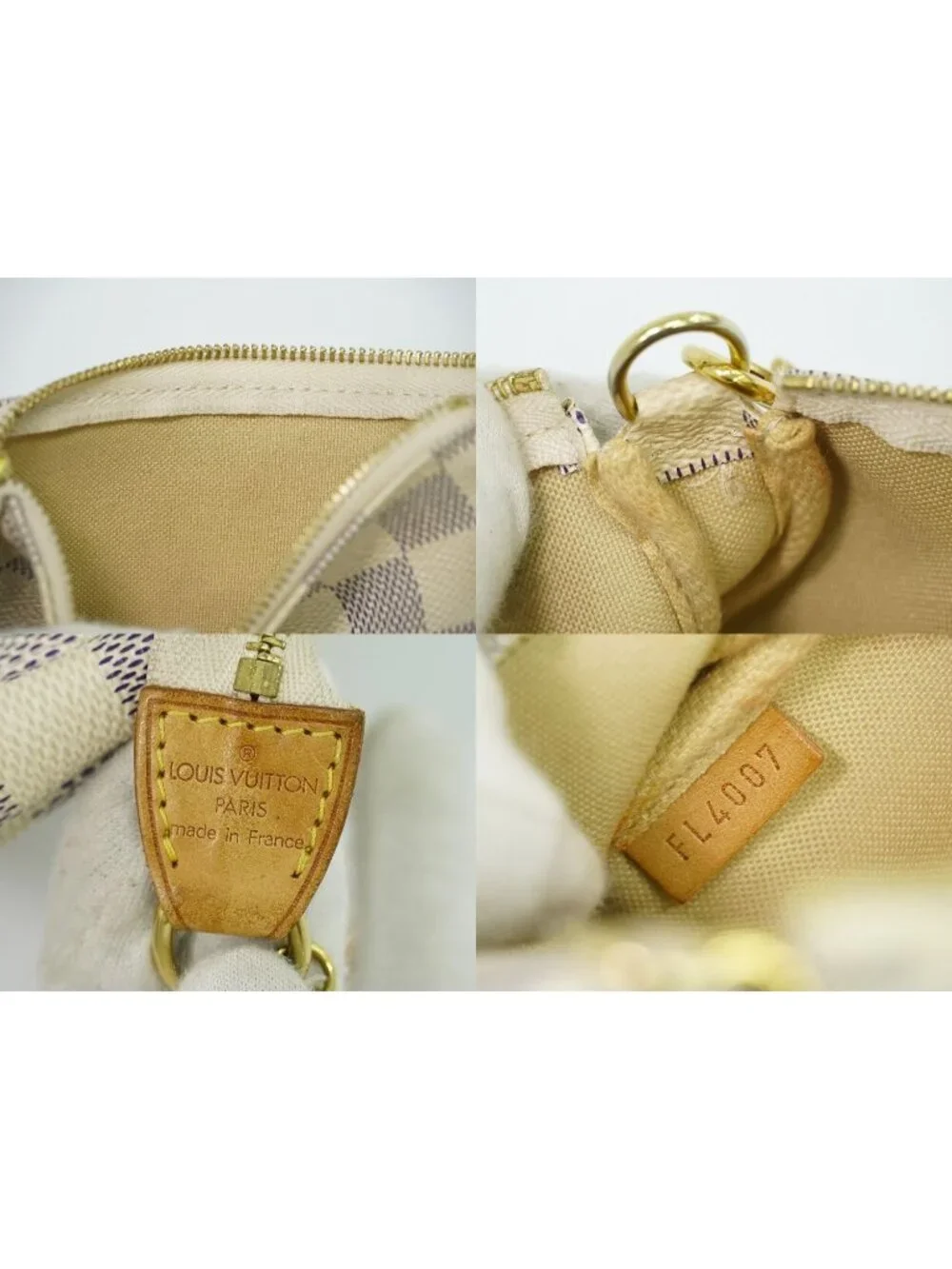 Louis Vuitton LV Mini Pochette Accessoires Damier Azur Handbag Pouch White Gray